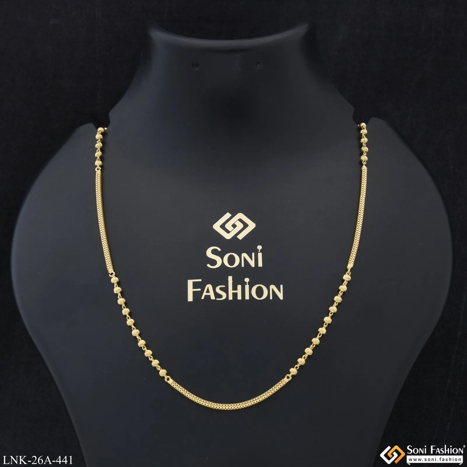 1 Gram Gold Plated Beautiful Design Gold Plated Chain for Ladies - Style A441