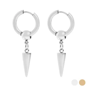 18K Gold PVD Stainless Steel Spike Pendant Hoop Earrings / ERJ0036