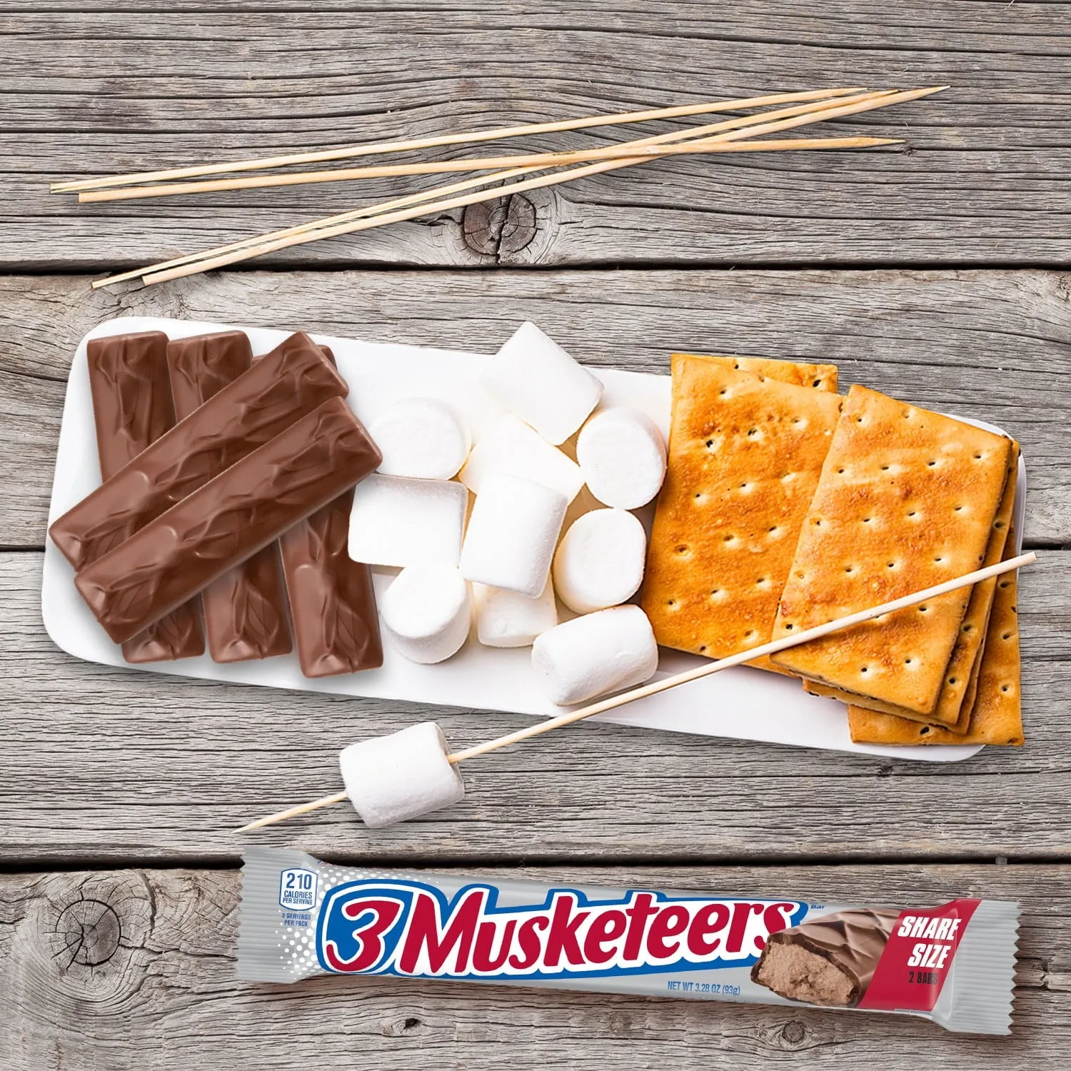 3 Musketeers Milk Chocolate Candy Bar, Sharing Size - 3.28 oz