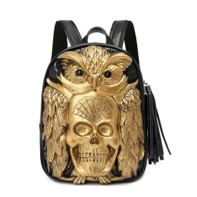 3D Skull Backpack ,3D Skull Owl Small Backpack