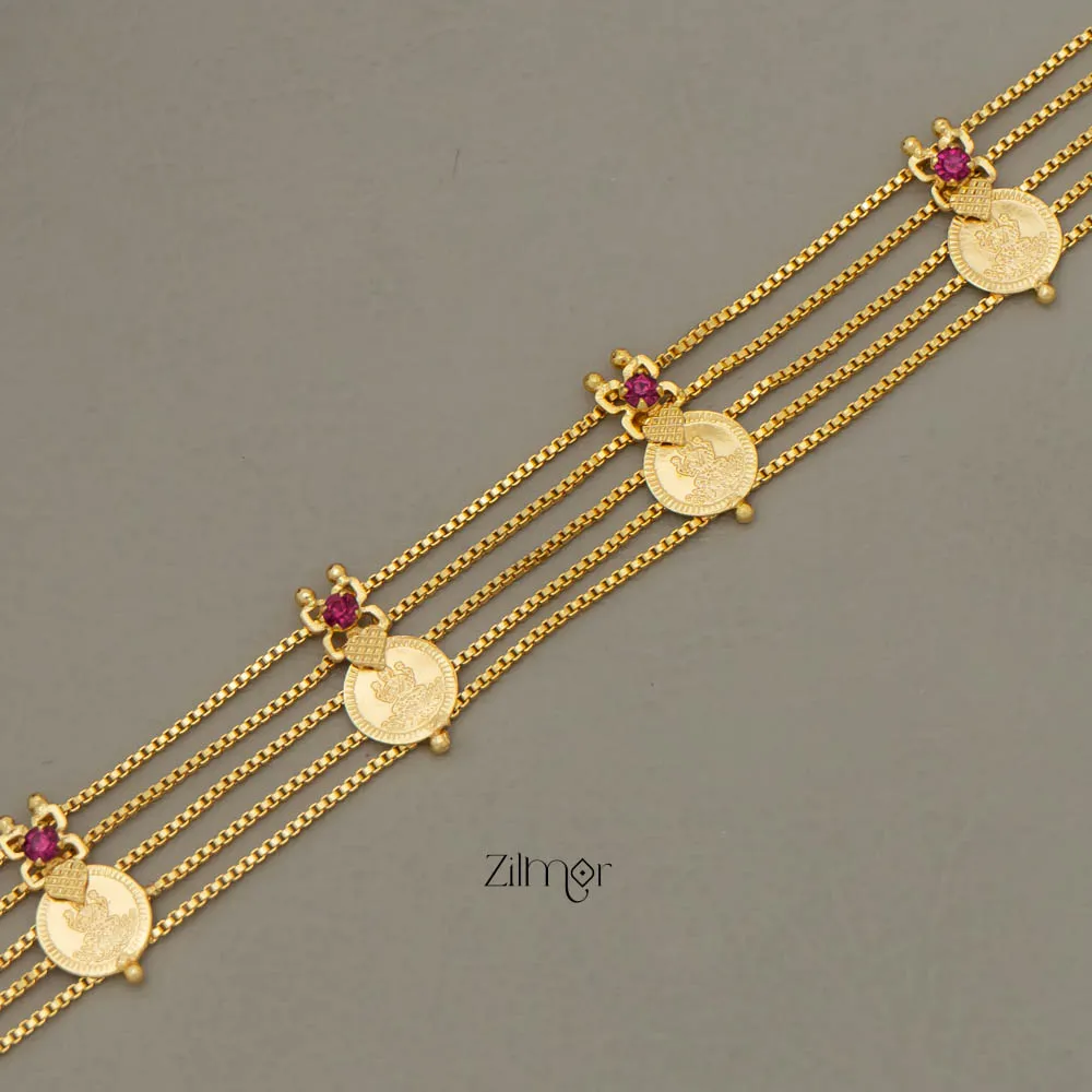 AG101758 - Gold tone Kashu Lakshmi choker with matching Earring