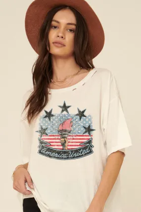 America United Distressed Graphic Tee