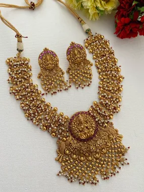 Antique Golden Goddess Lakshmi Temple Jewellery For Weddings By Gehna Shop