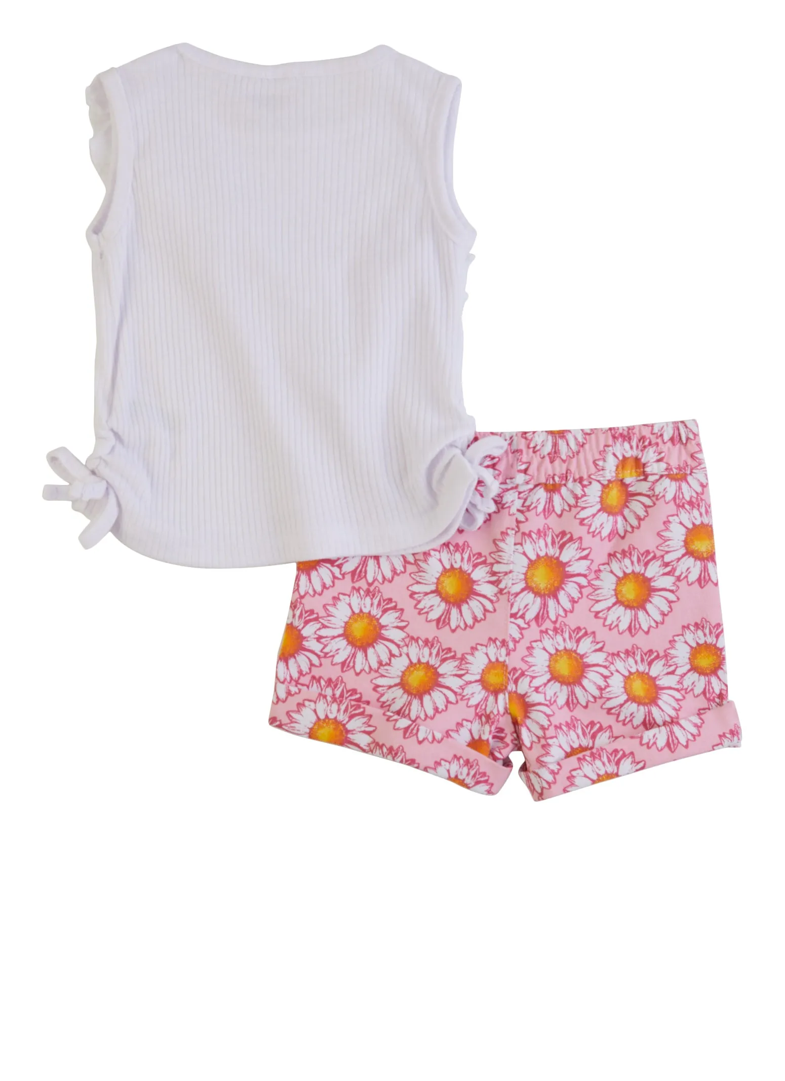 Baby Girls 0-24M Rib Knit Ruffled Tank Top and Floral Shorts