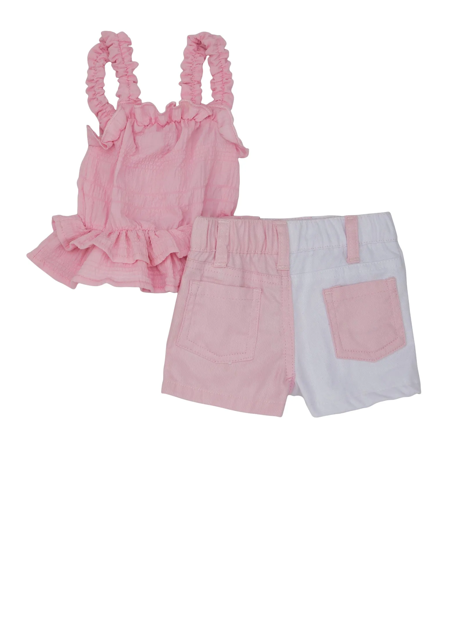 Baby Girls 0-9M Ruffled Top and Color Block Shorts