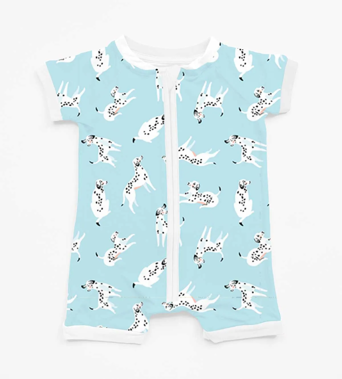 Beautifully Bold Blue Dalmatians - Bamboo Shorty Romper