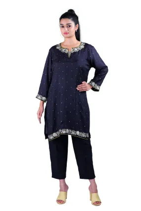 Black Soft Silk kurta