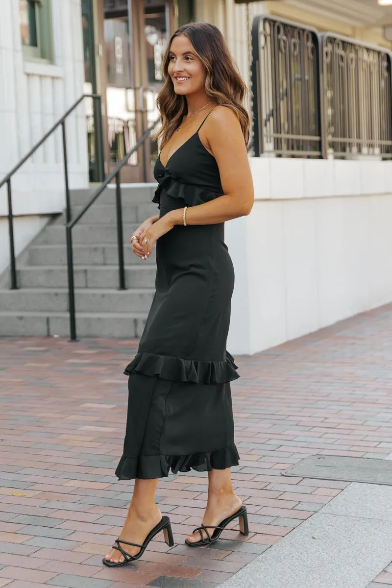 Black Sweetheart Ruffled Maxi Dress - FINAL SALE