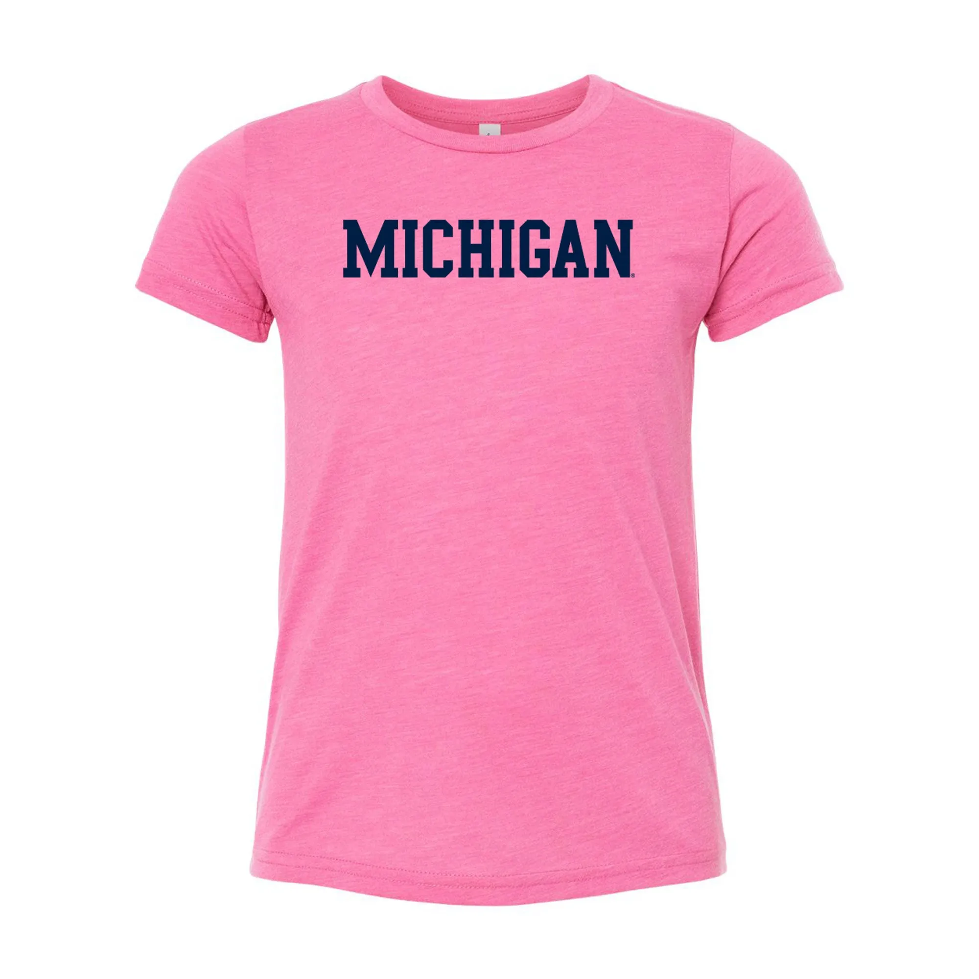 Block Michigan Youth Triblend T-Shirt - Charity Pink