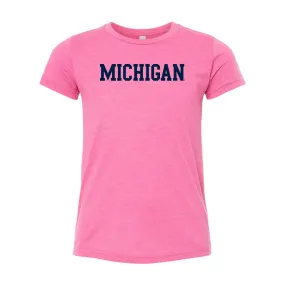 Block Michigan Youth Triblend T-Shirt - Charity Pink