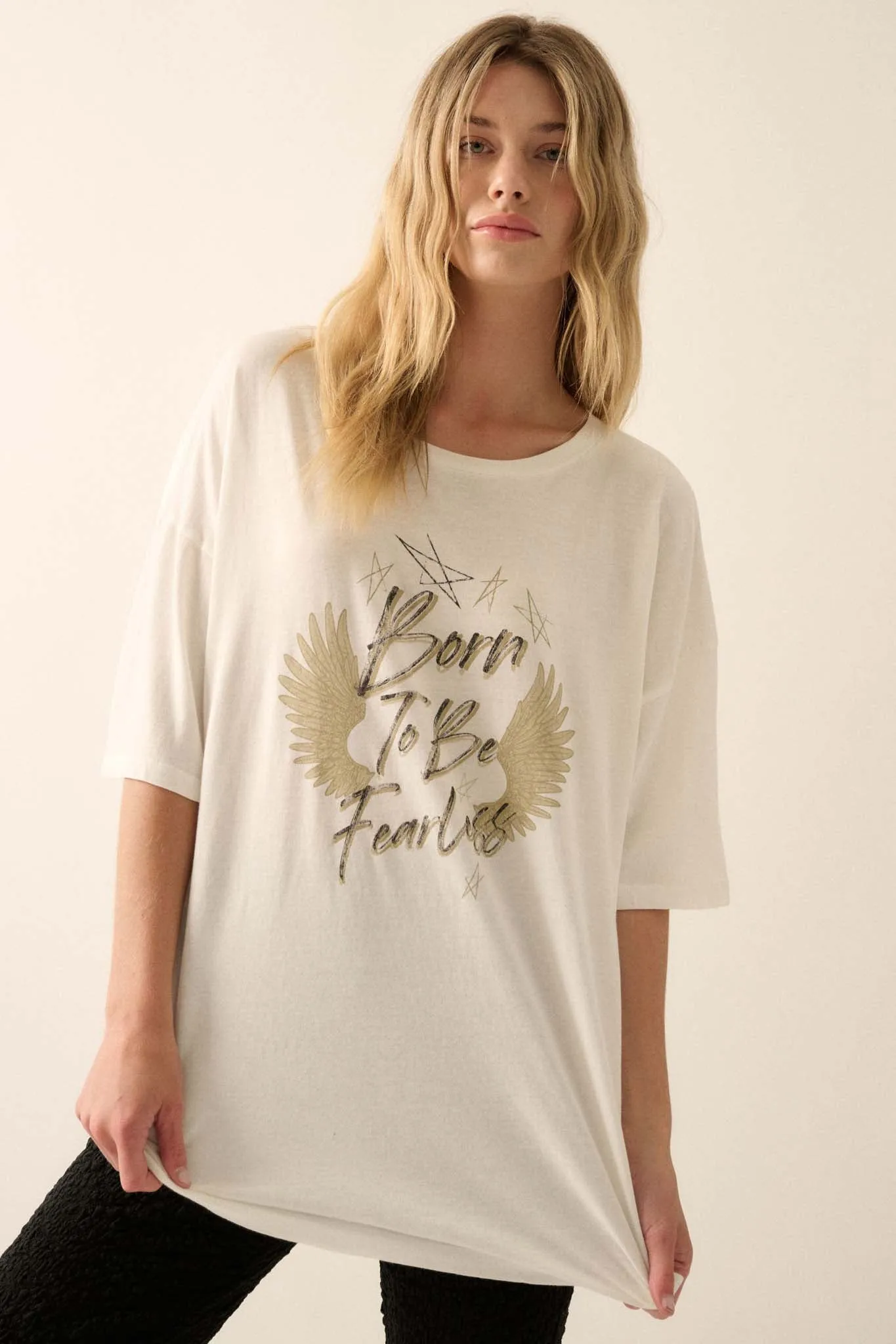 Born to be Fearless Oversize Graphic Tee