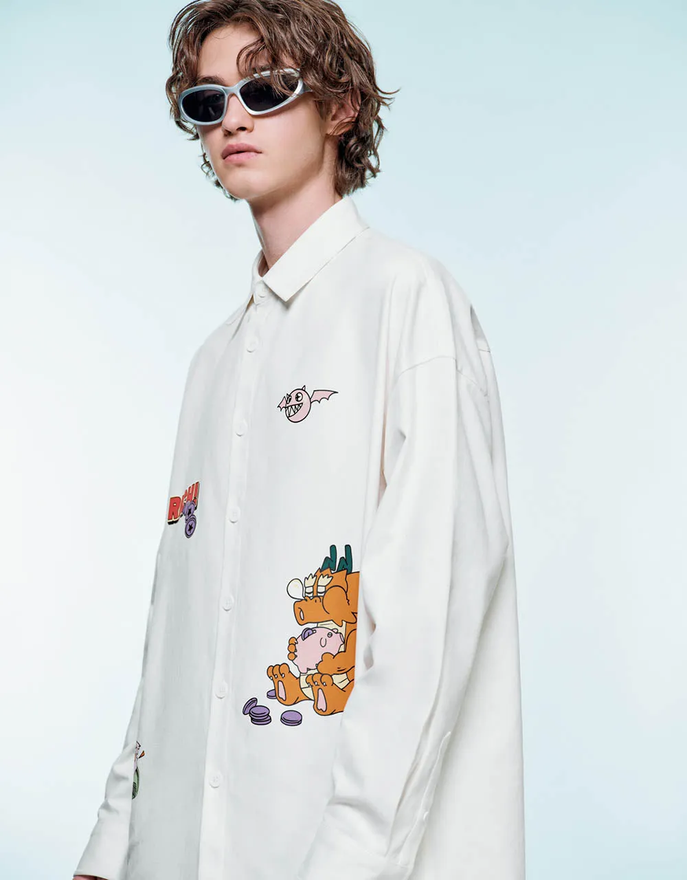 Cartoon Printed Oversized Shirt