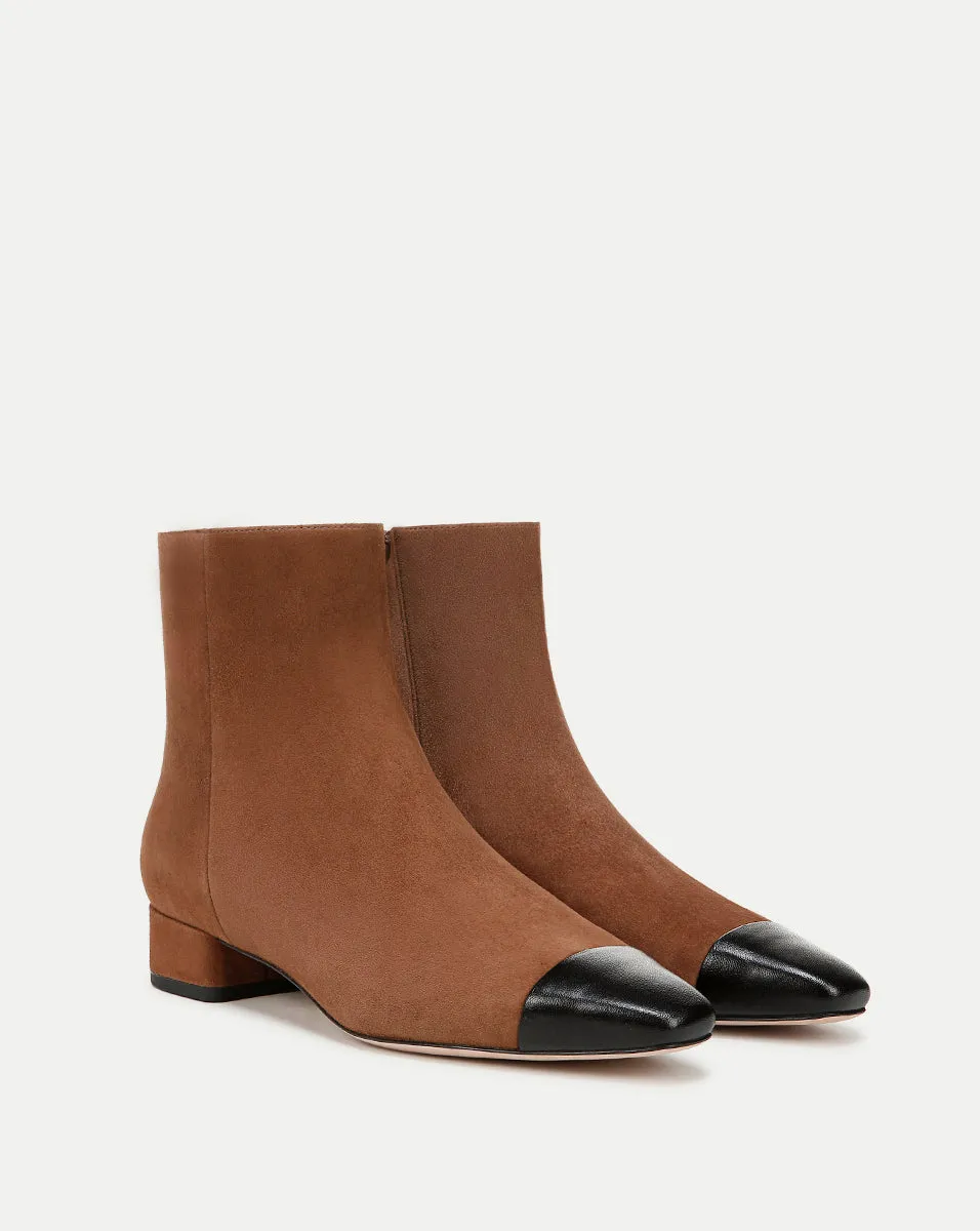 Cecile Suede Cap-Toe Bootie