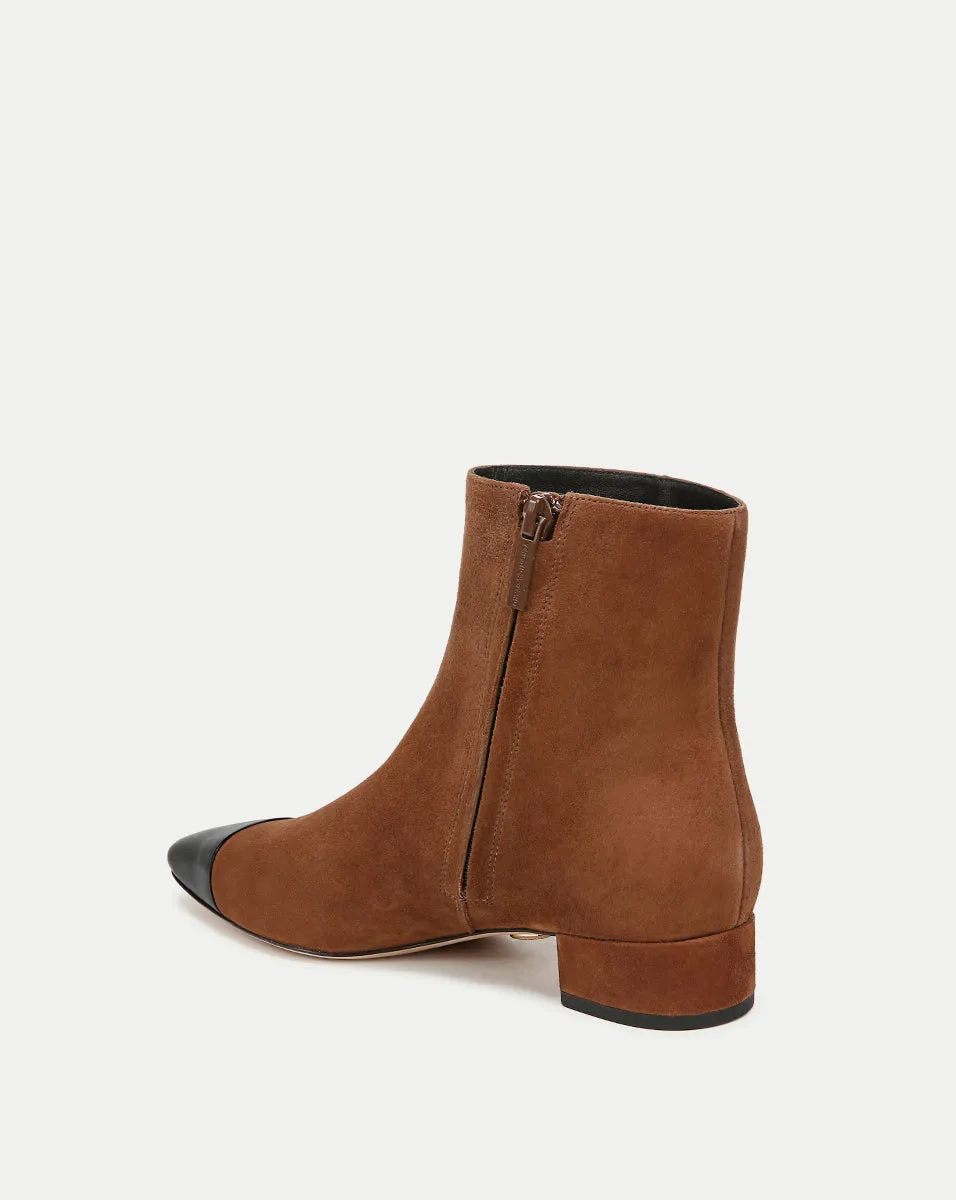 Cecile Suede Cap-Toe Bootie