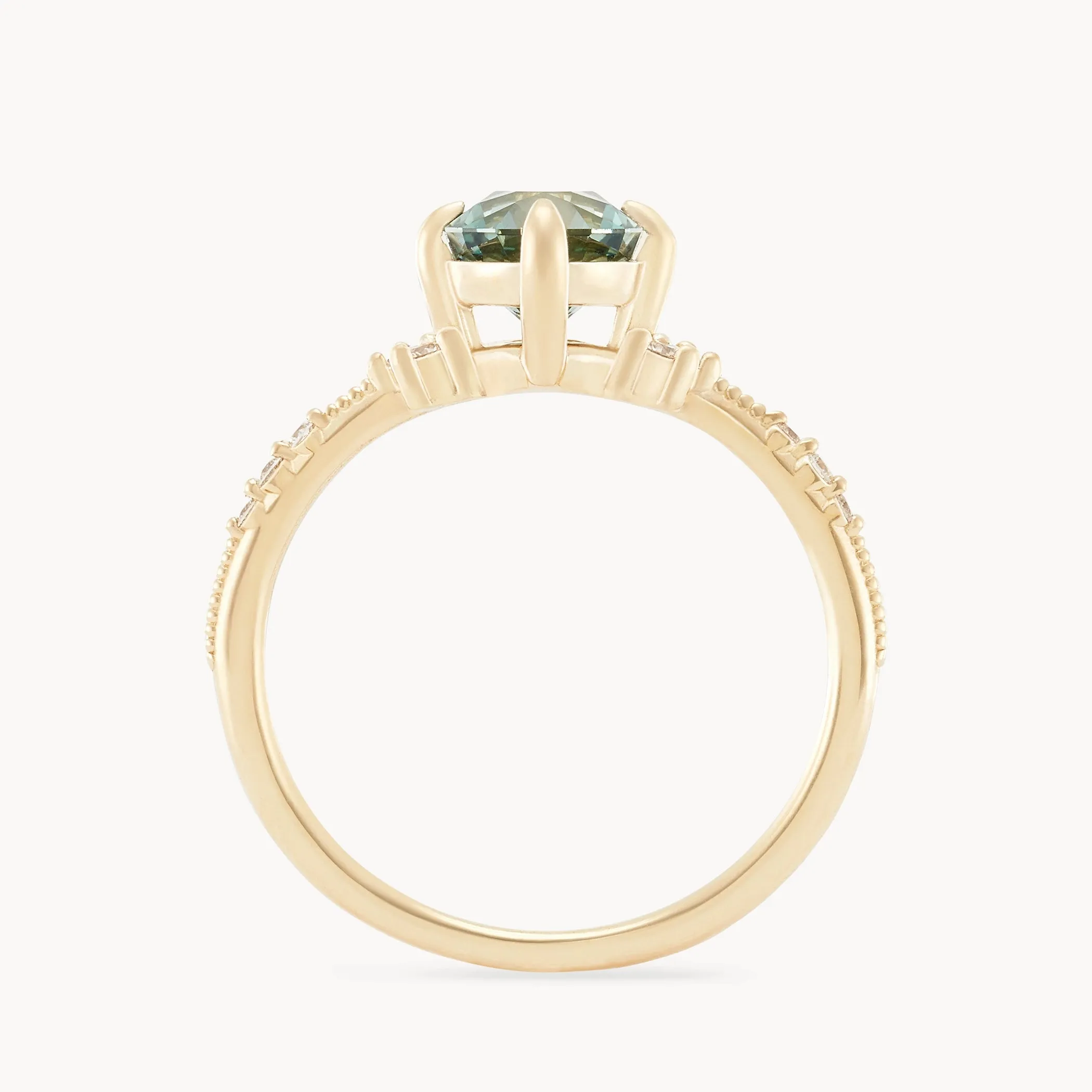 celestial bloom one-of-a-kind - 14k yellow gold ring, green sapphire AC