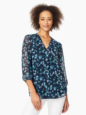 Chiffon V-Neck Kelly Blouse