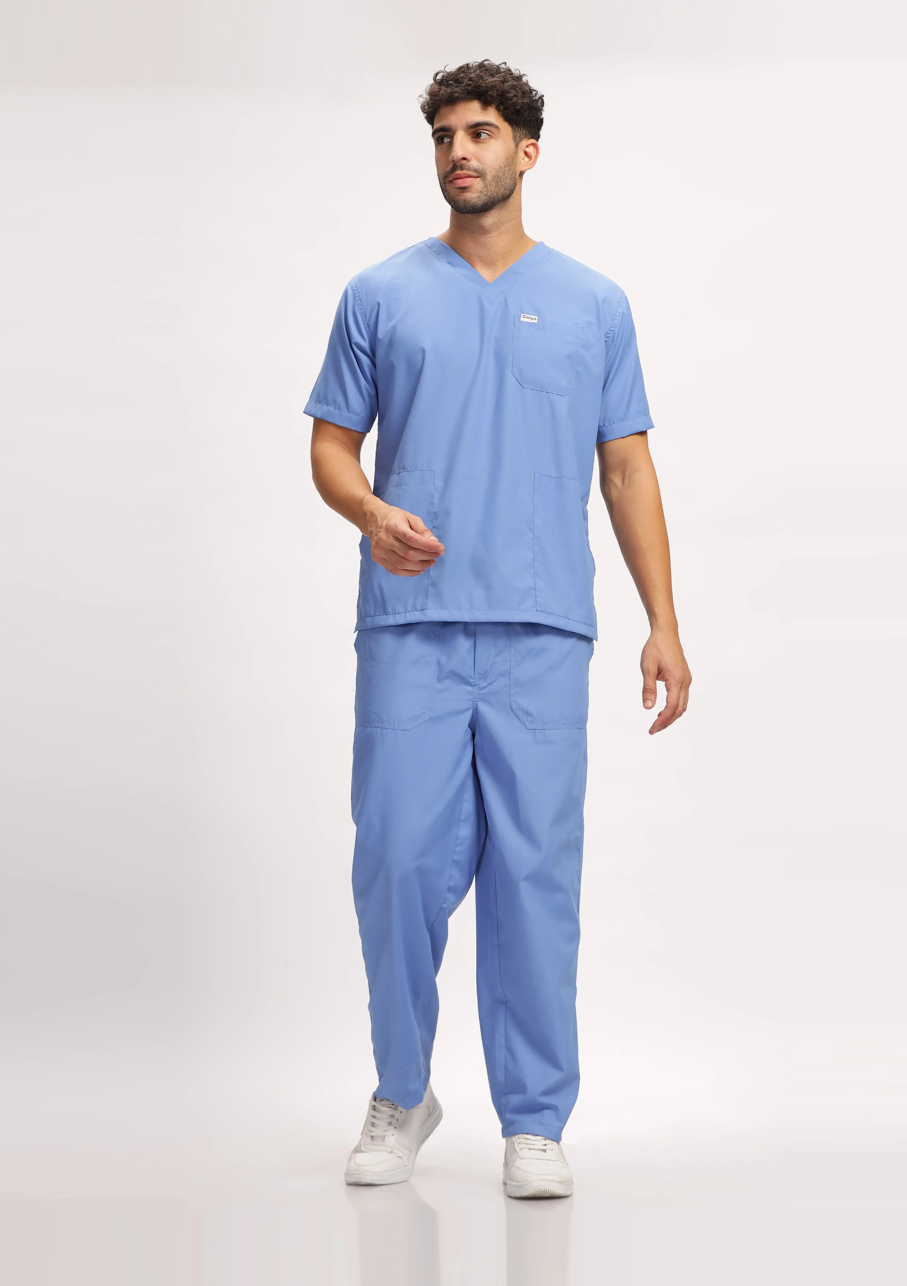 Classic Men's V-Neck (Ceil Blue) Scrub- Bundle Set