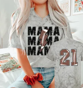 Comfort Colors Color Blast Football Mama Lightning Bolt Tee/ Football Mom Shirt