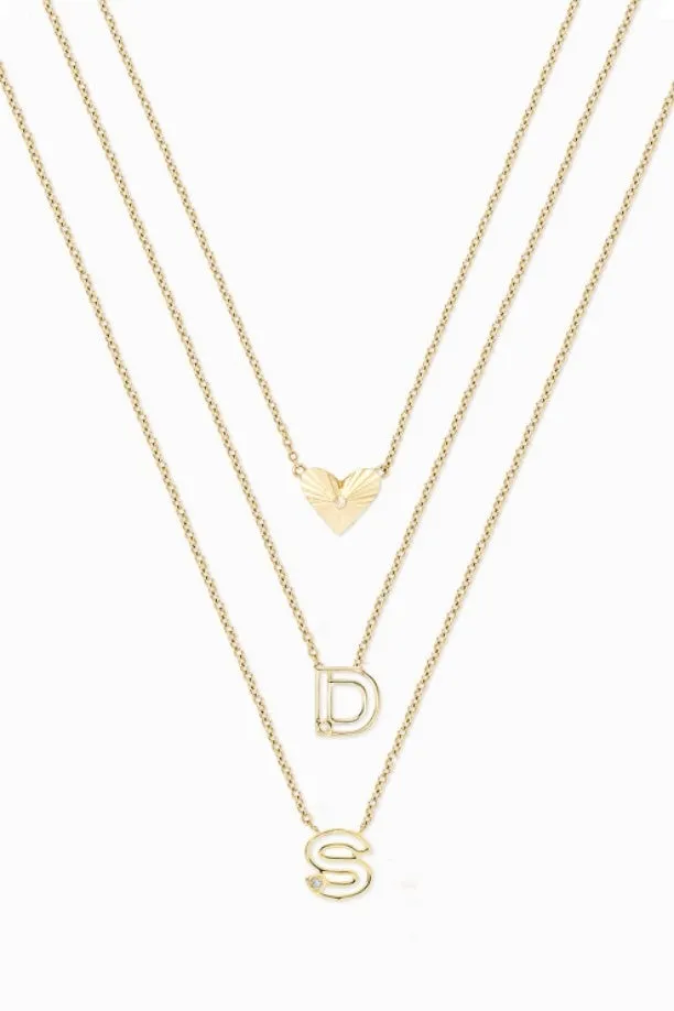 Covet Single Initial 10-14kt   Diamond Necklace