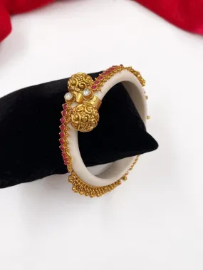 Designer Gold Plated Royal Look Bangle With Ghungroo By Gehna Shop