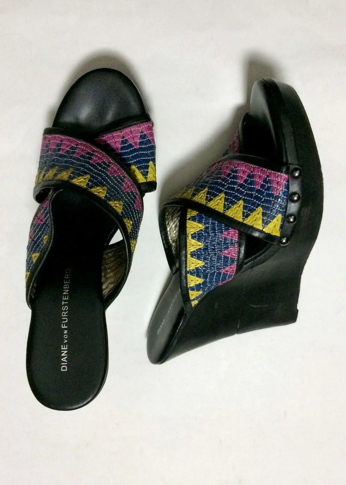 Diane Von Furstenberg Size 9 Multi-Color Woven Sandals