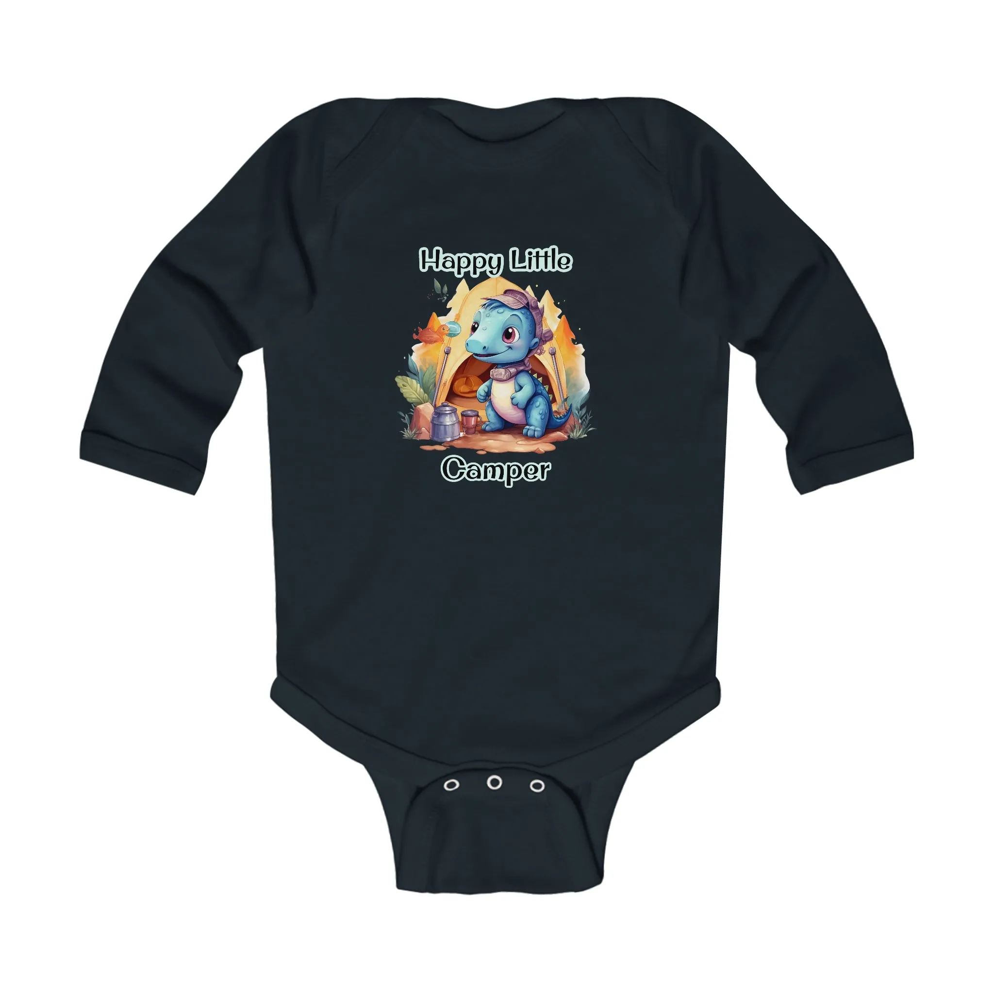 Dino Happy Little Camper Infant Long Sleeve Bodysuit