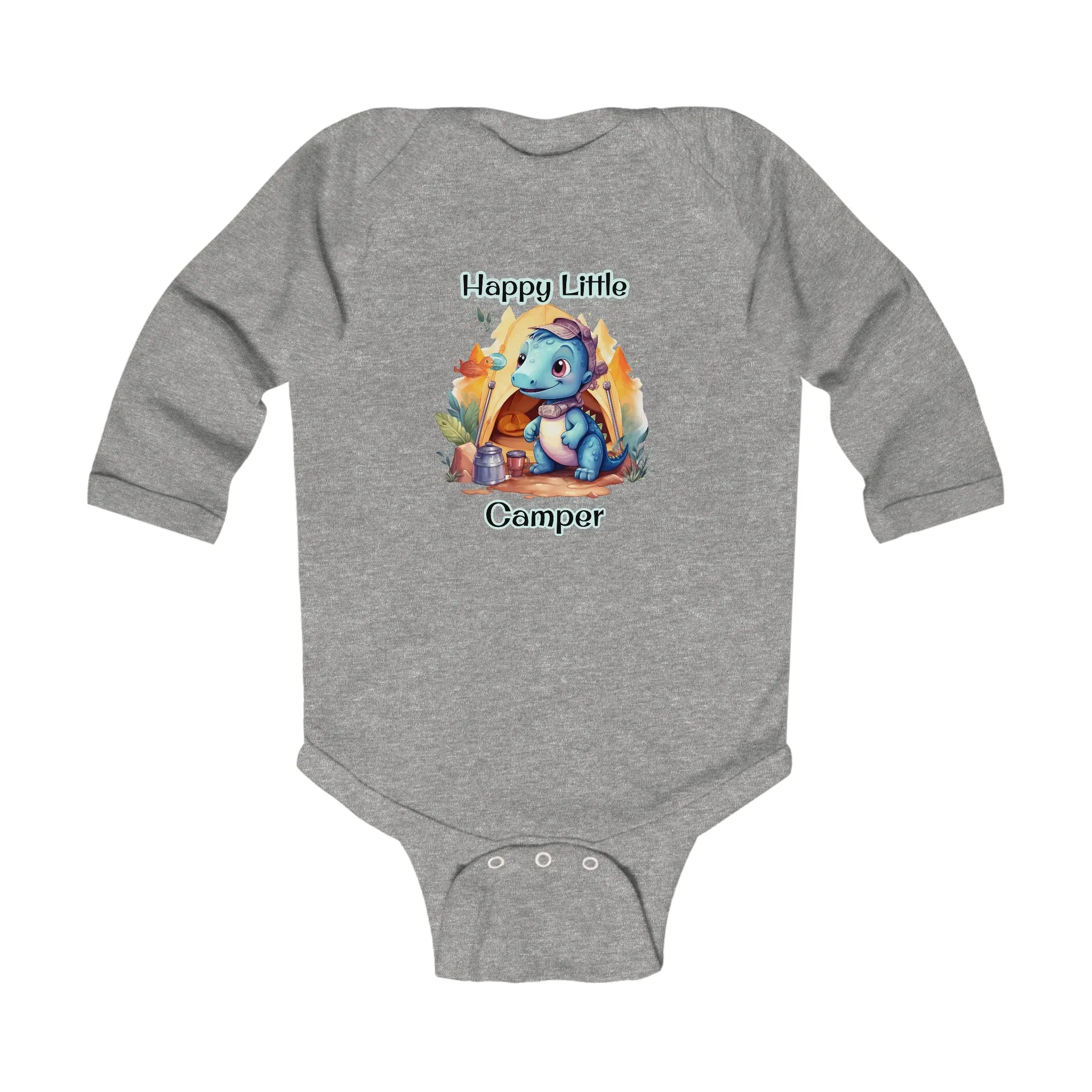 Dino Happy Little Camper Infant Long Sleeve Bodysuit