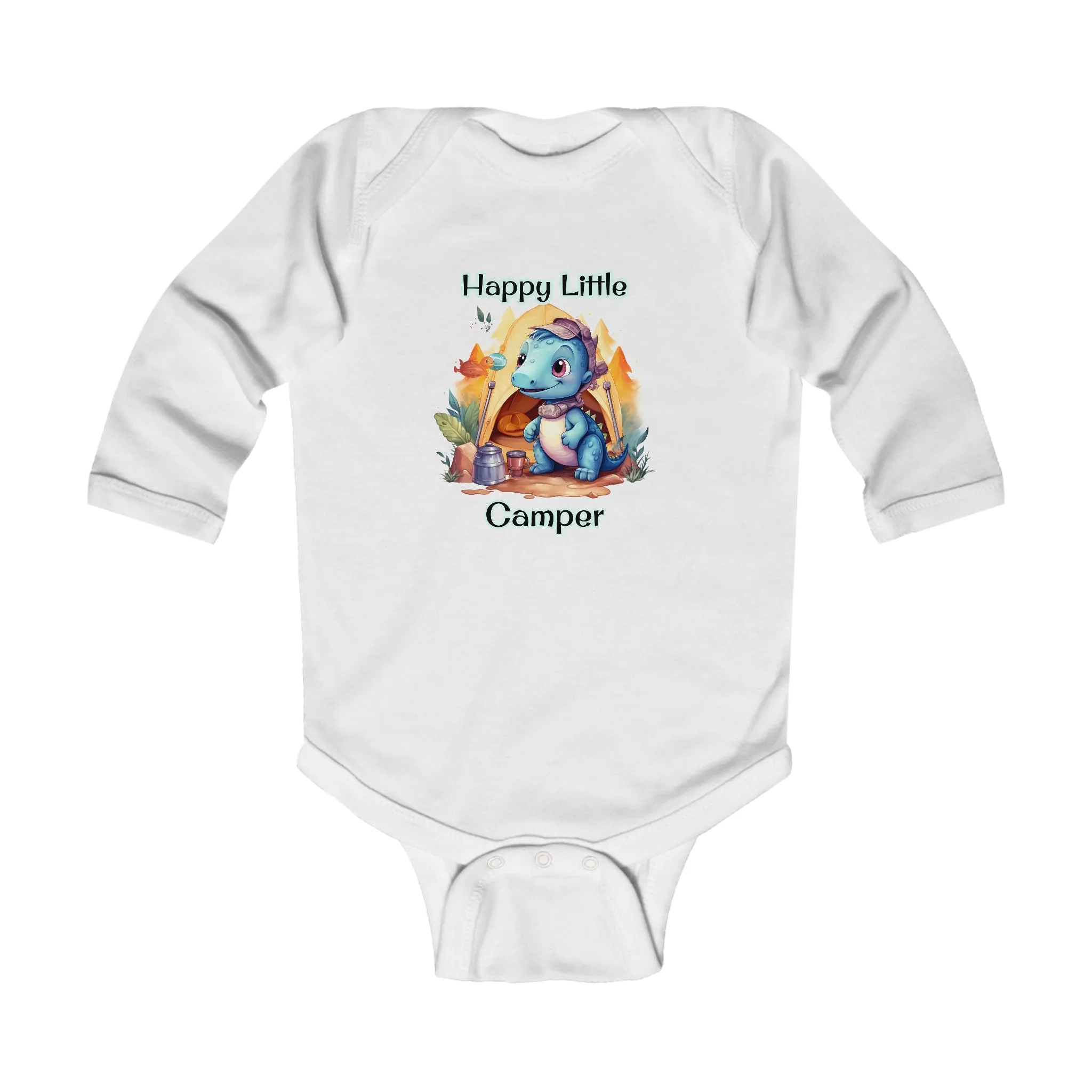 Dino Happy Little Camper Infant Long Sleeve Bodysuit