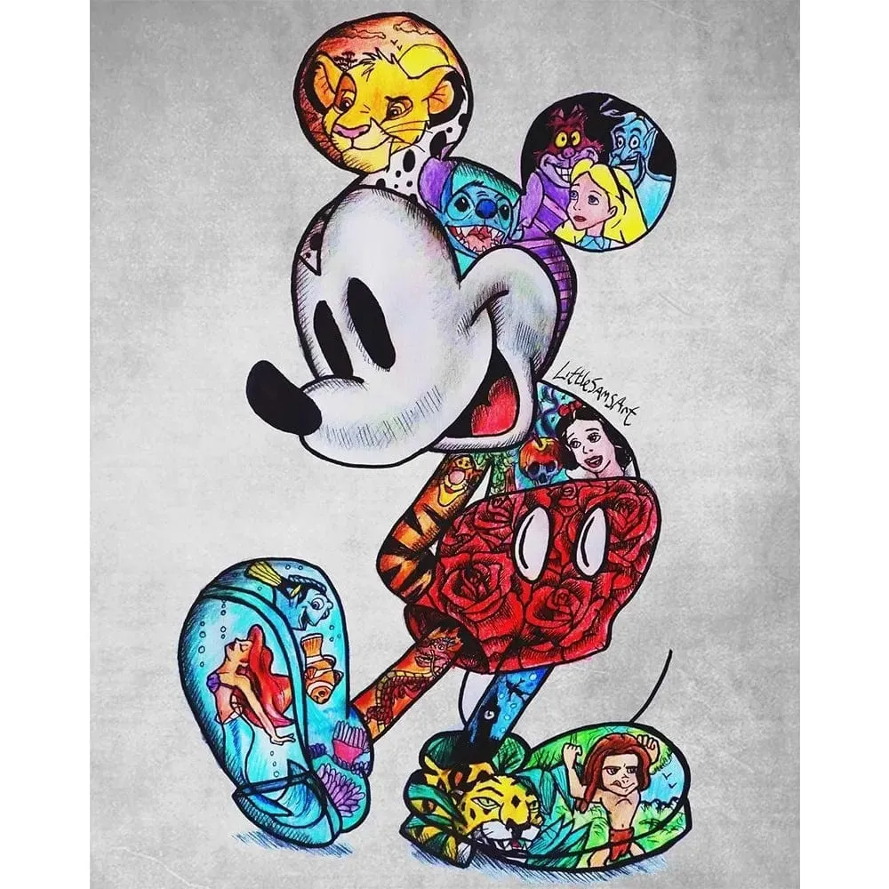 Disney Inspired Graffiti Cartoon Artwork Mickey Mouse Canvas Wall Art Prints