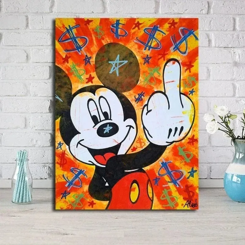 Disney Inspired Graffiti Cartoon Artwork Mickey Mouse Canvas Wall Art Prints