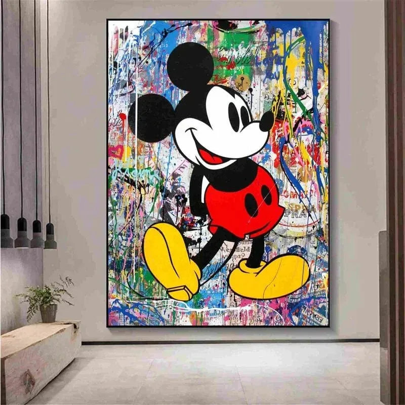 Disney Inspired Graffiti Cartoon Artwork Mickey Mouse Canvas Wall Art Prints