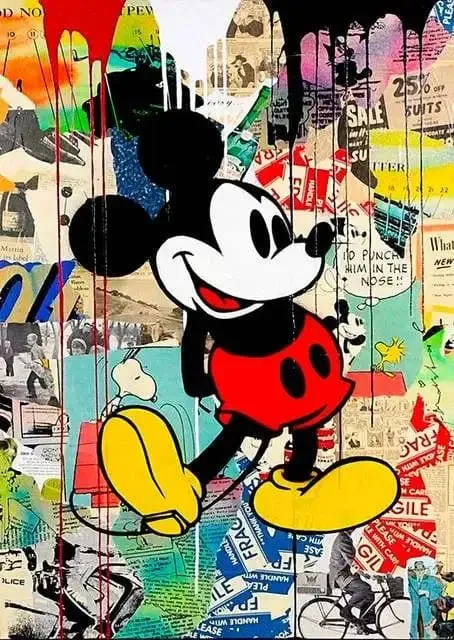 Disney Inspired Graffiti Cartoon Artwork Mickey Mouse Canvas Wall Art Prints