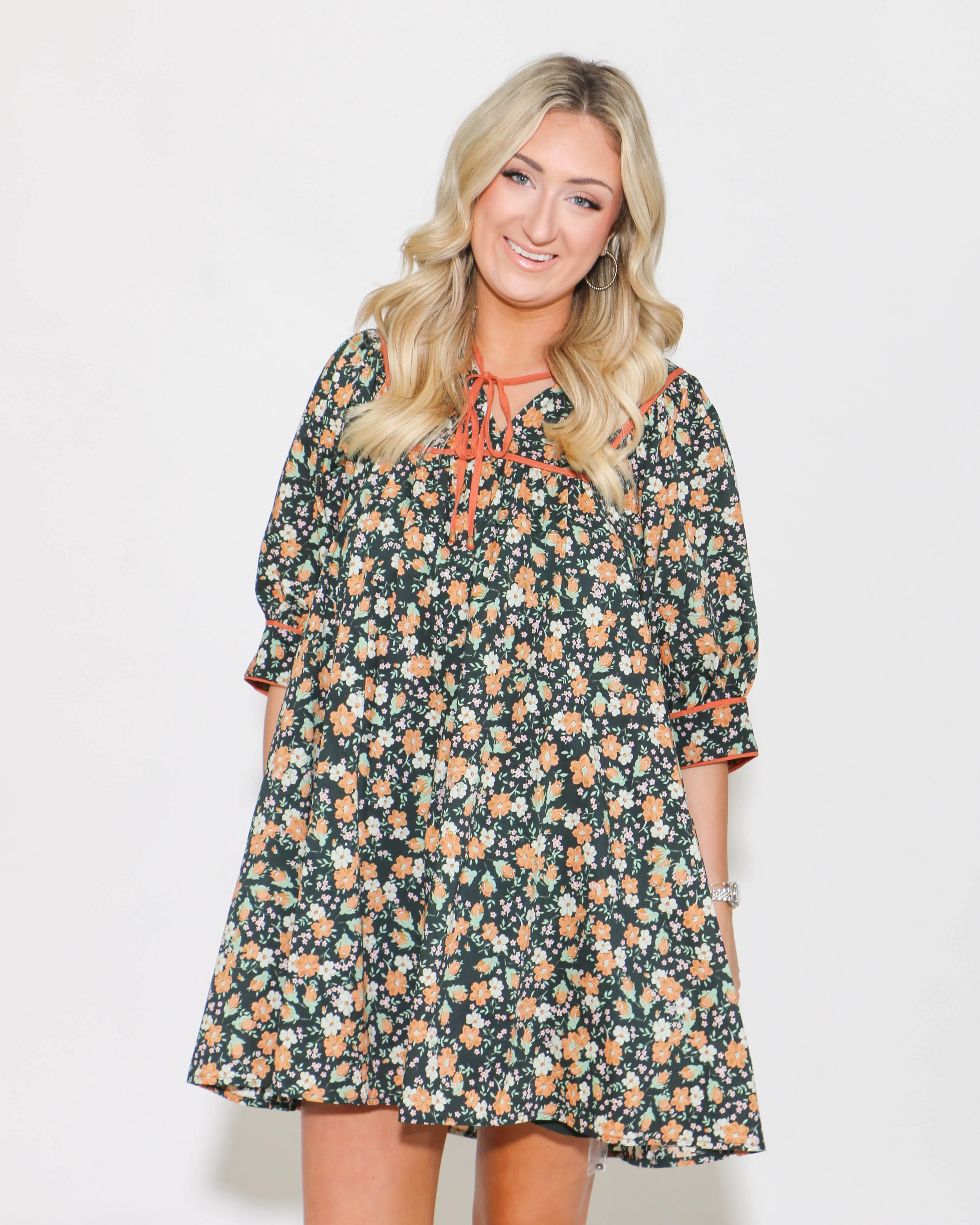 Ditzy Floral Drawstring Dress