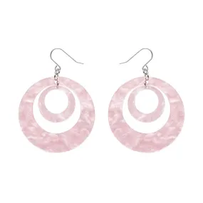 Double Hoop Ripple Drop Earrings - Pink