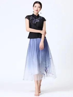 Embroidery Gambiered Guangdong Silk Top