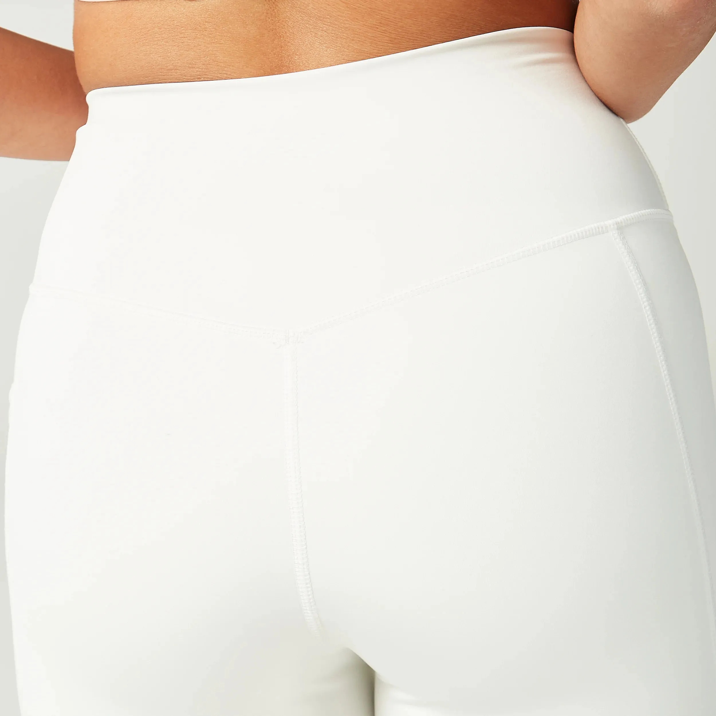 Essential Cropped Double Layered Leggings 24" - Pearl White