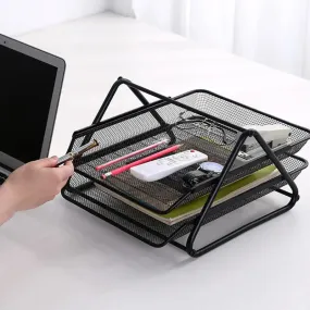 File organizer for office table desktop mesh metal desk organiser