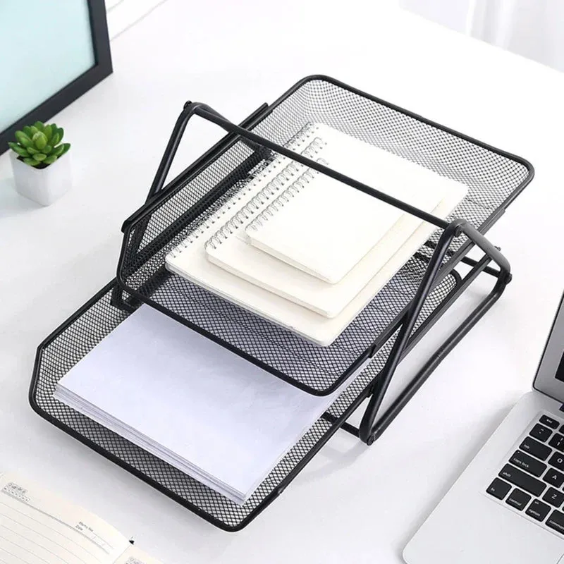 File organizer for office table desktop mesh metal desk organiser