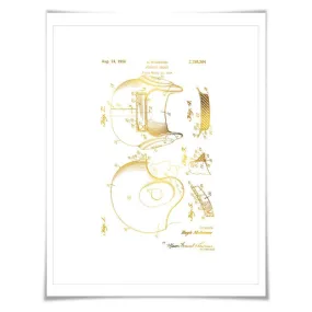 Football Helmet Gold Foil Patent Illustration. 7 Foil Colours. Sports Poster. Vintage Art Print