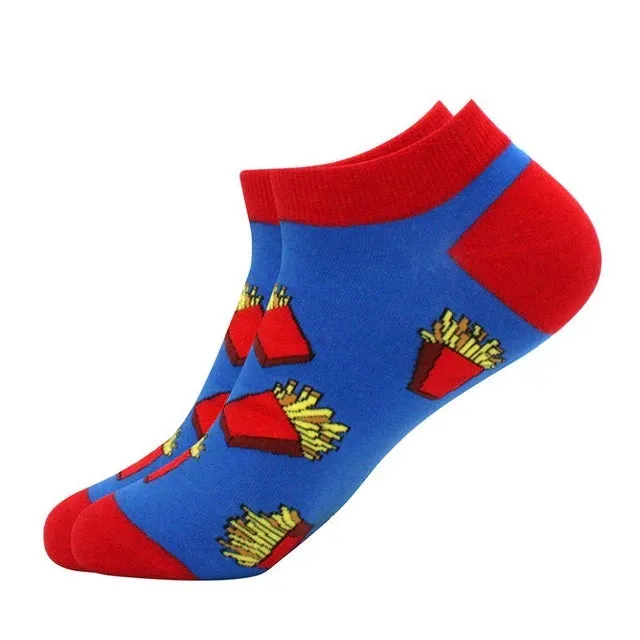 French Fries Ankle Socks (Adult Large - Men's Shoe Sizes 8-12)