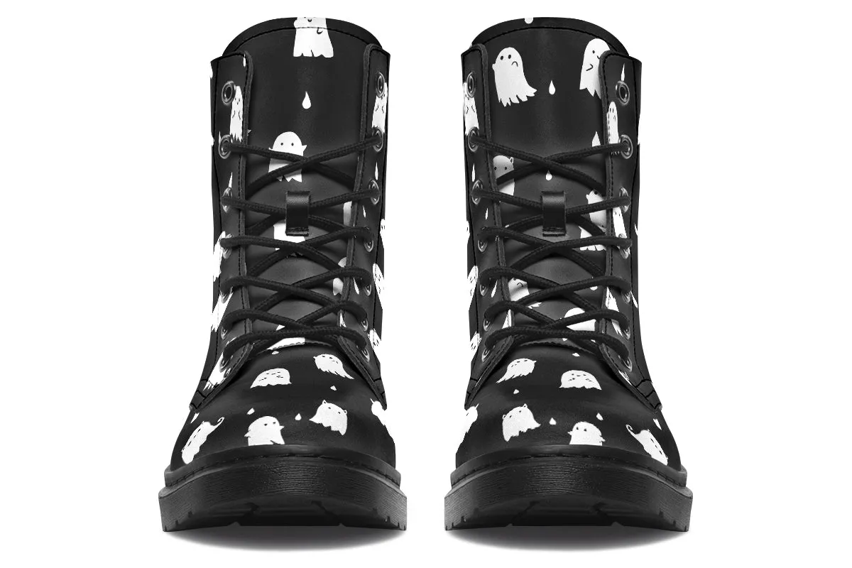 Ghost Party Boots - Vegan Leather Doc-Style Boots with Durable Stitched on Soles