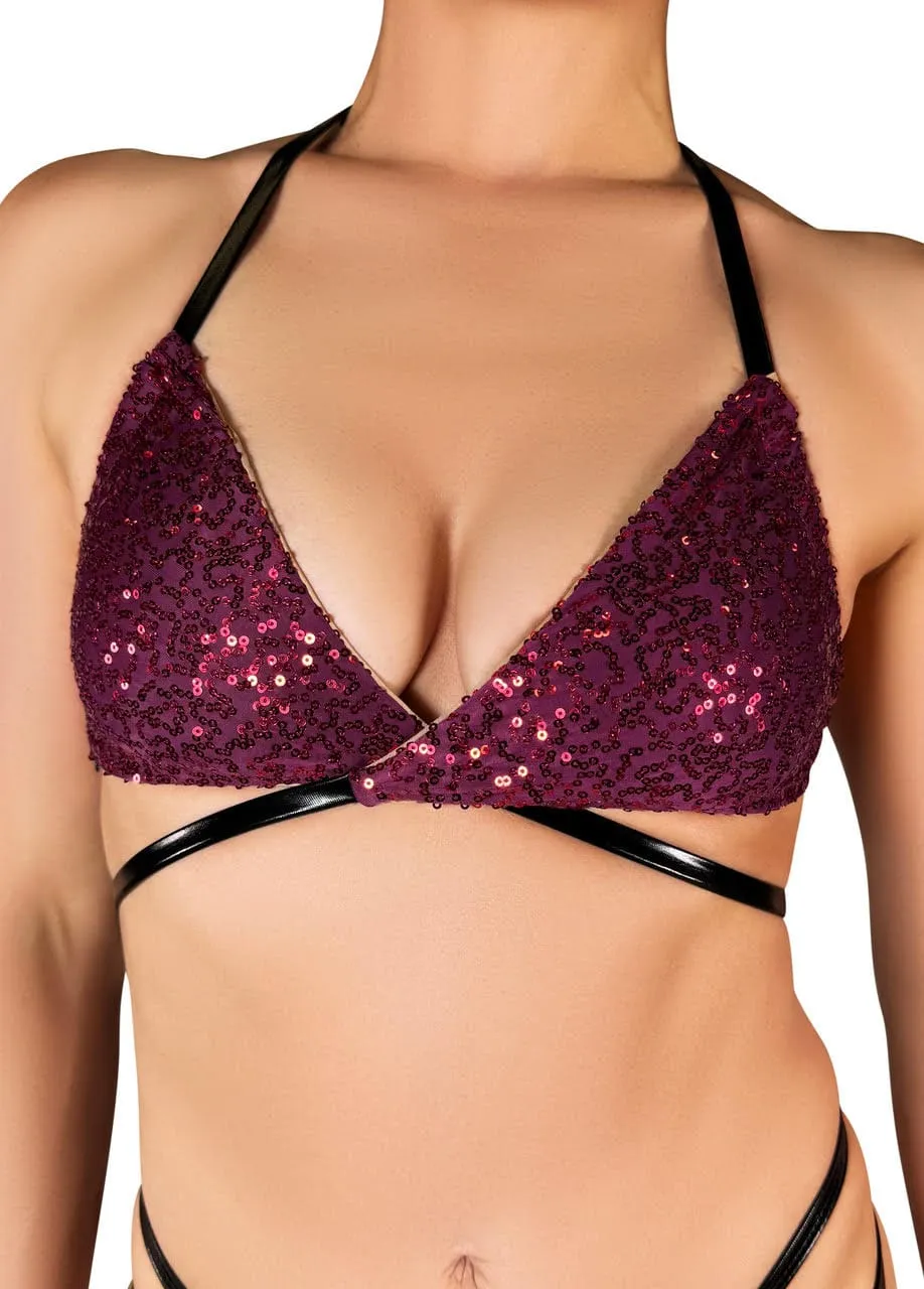 Glitter Riot String Bikini Top- Wine *PoleActive EXCLUSIVE!*