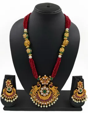 Gold Plated Antique Golden Peacock Pendant Necklace Set By Gehna Shop