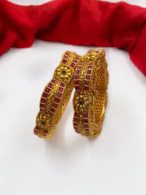 Gold Plated Antique Royal Look Bangles For Women By Gehna Shop