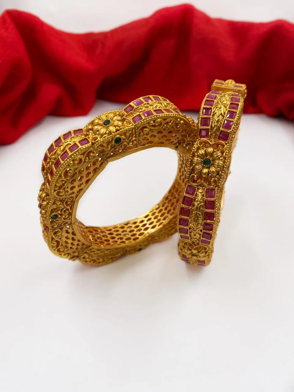 Gold Plated Antique Royal Look Bangles For Women By Gehna Shop