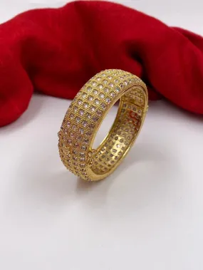 Gold Plated Studded American Diamond Bangle Bracelet For Women 1pc