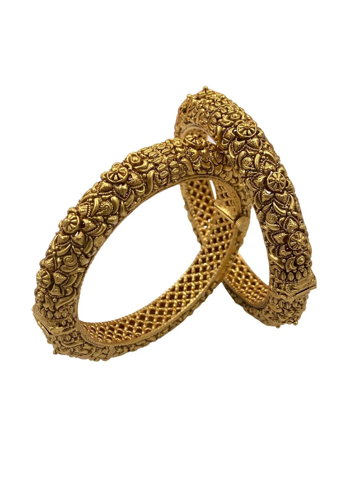 Gold Plated Traditional Nakshi Golden Kada Bangle By Gehna Shop