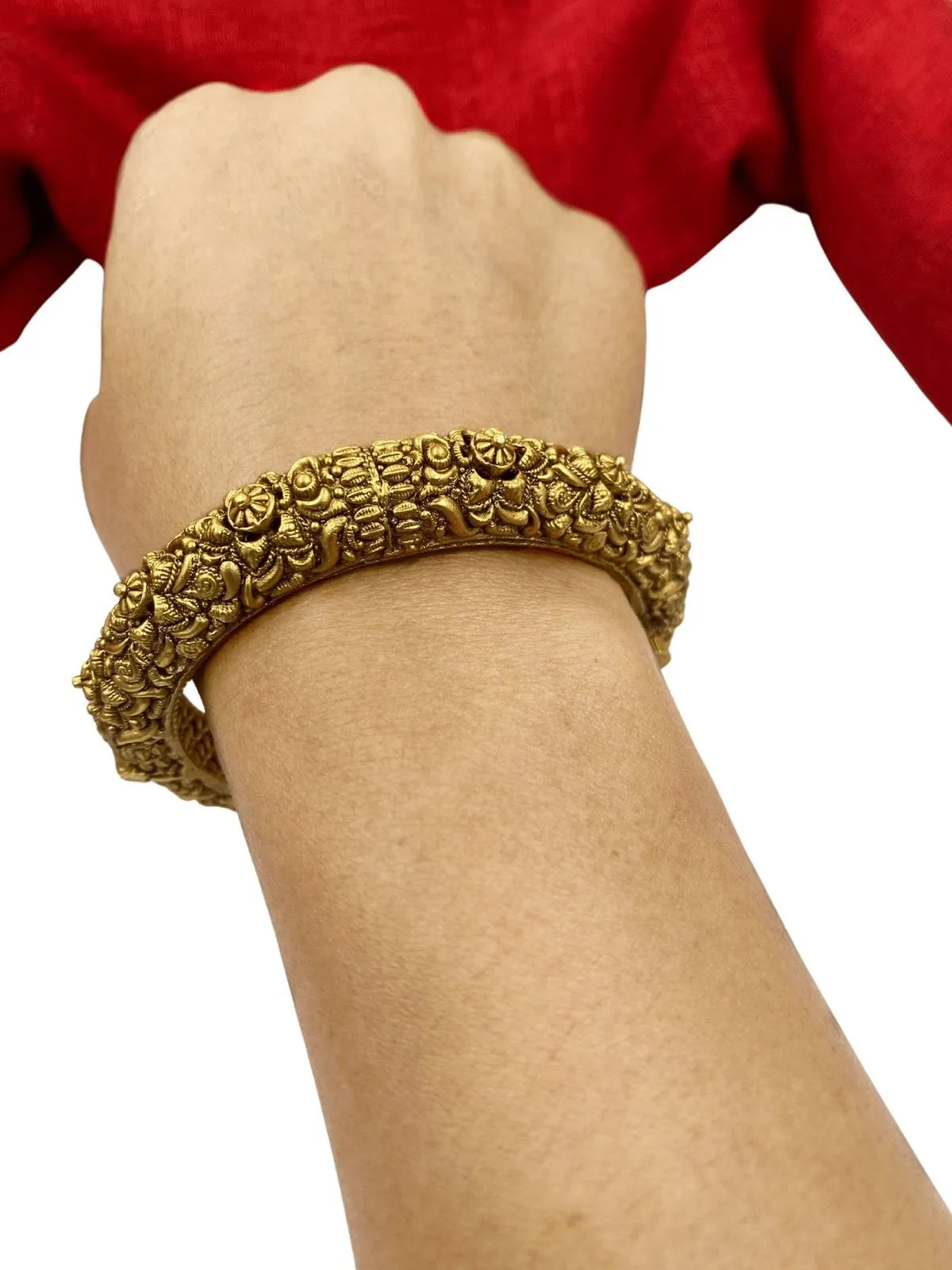 Gold Plated Traditional Nakshi Golden Kada Bangle By Gehna Shop