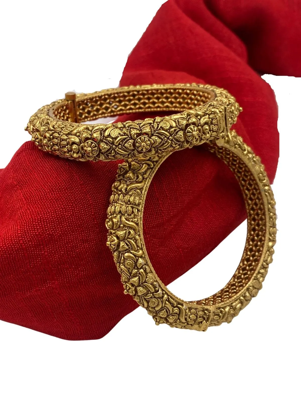 Gold Plated Traditional Nakshi Golden Kada Bangle By Gehna Shop