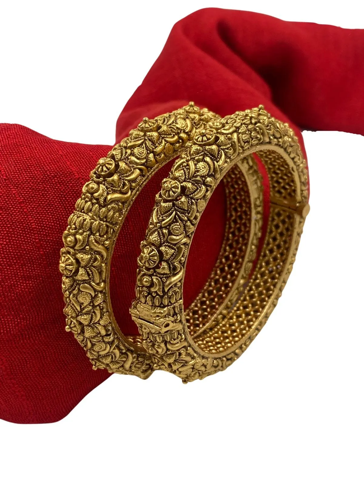 Gold Plated Traditional Nakshi Golden Kada Bangle By Gehna Shop